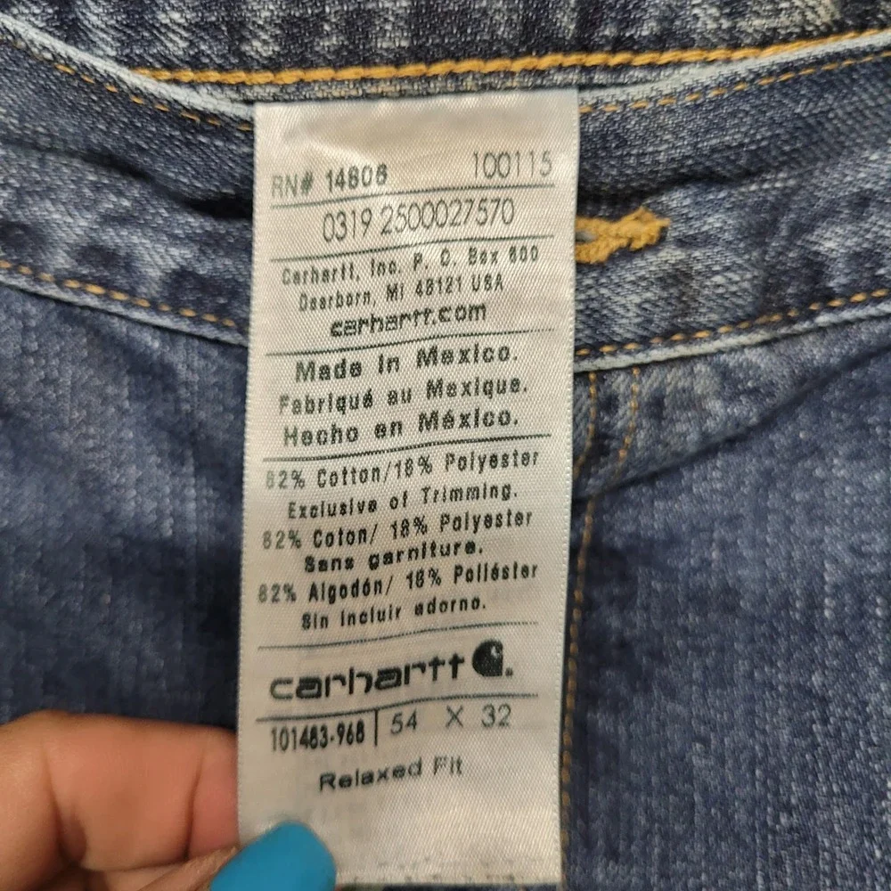 Carhartt Relaxed Fit Jeans 101463-968 Dark Wash Denim Mens 54 x 32